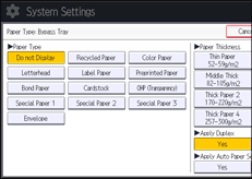 Operation panel screen illustration