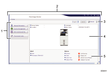 Web browser screen illustration numbered callout illustration