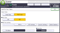 Operation panel screen illustration