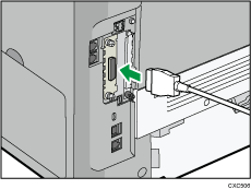 illustration of connecting the IEEE 1284 interface cable
