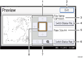 Operation panel screen illustration numbered callout illustration