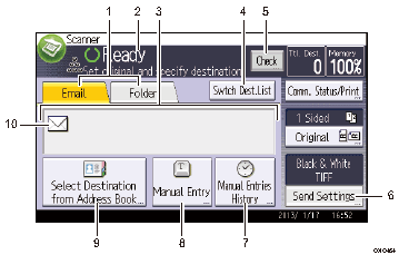 Operation panel screen illustration numbered callout illustration