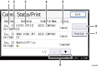 Operation panel screen illustration numbered callout illustration
