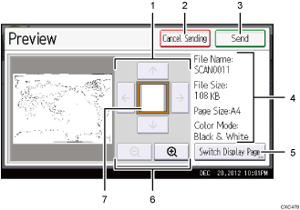 Operation panel screen illustration numbered callout illustration