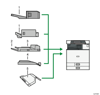 Illustration of output tray numbered callout illustration