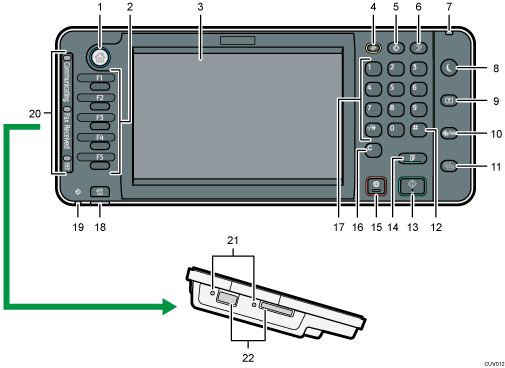 Control panel illustration numbered callout illustration