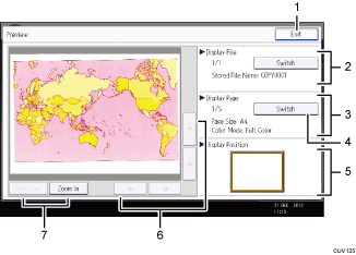 Operation panel screen illustration numbered callout illustration