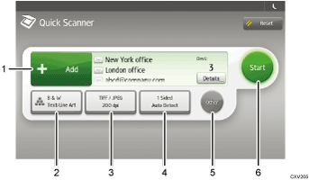 Operation panel screen illustration numbered callout illustration