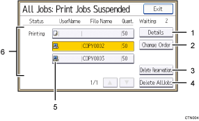 Operation panel screen illustration numbered callout illustration