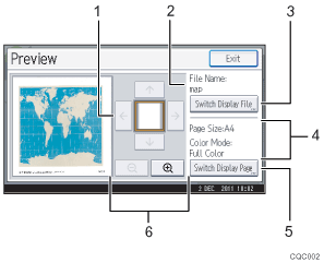 Operation panel screen illustration numbered callout illustration