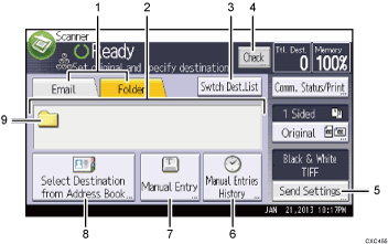 Operation panel screen illustration numbered callout illustration