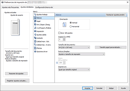 Ilustración de la pantalla del driver