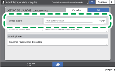 Ilustración de la pantalla del panel de mandos