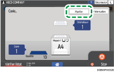 Illustration de l'écran du panneau de commande