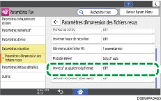 Illustration de l'écran du panneau de commande
