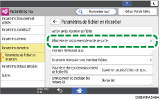 Illustration de l'écran du panneau de commande