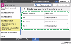 Illustration de l'écran du panneau de commande