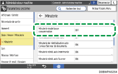 Illustration de l'écran du panneau de commande