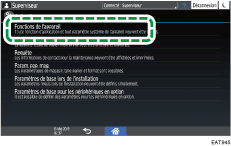 Illustration de l'écran du panneau de commande