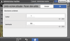 Illustration de l'écran du panneau de commande