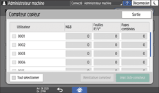 Illustration de l'écran du panneau de commande