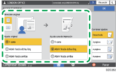 Ilustración de la pantalla del panel de mandos