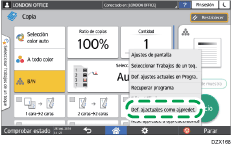 Ilustración de la pantalla del panel de mandos