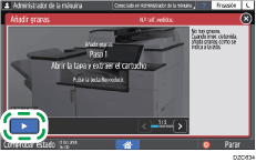 Ilustración de la pantalla del panel de mandos