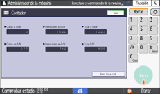 Ilustración de la pantalla del panel de mandos