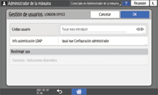 Ilustración de la pantalla del panel de mandos