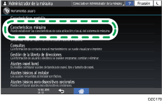 Ilustración de la pantalla del panel de mandos