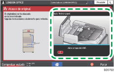 Ilustración de la pantalla del panel de mandos