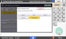 Ilustração da tela do painel de operação