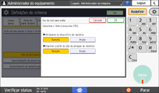 Ilustração da tela do painel de operação