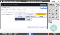 Ilustração da tela do painel de operação