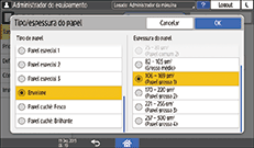 Ilustração da tela do painel de operação