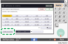 Ilustração da tela do painel de operação