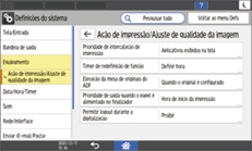 Ilustração da tela do painel de operação