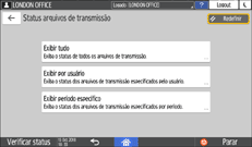 Ilustração da tela do painel de operação