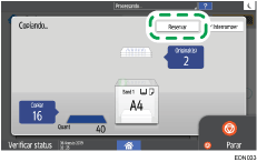 Ilustração da tela do painel de operação
