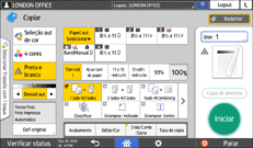 Ilustração da tela do painel de operação