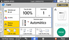 Ilustração da tela do painel de operação