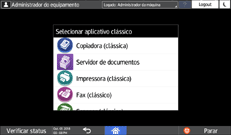 Ilustração da tela do painel de operação