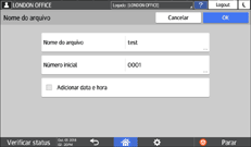 Ilustração da tela do painel de operação