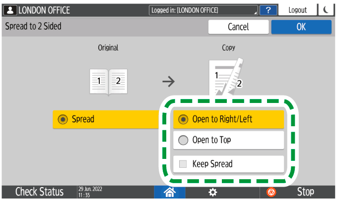 Operation panel screen illustration