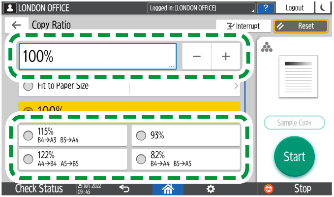 Operation panel screen illustration