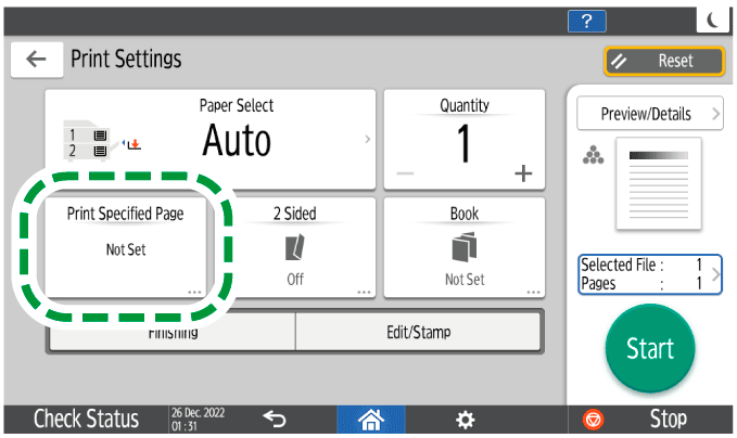 Operation panel screen illustration
