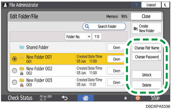 Operation panel screen illustration