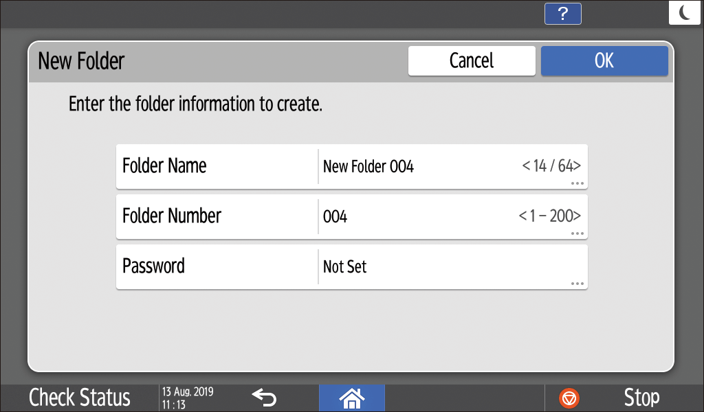 Operation panel screen illustration