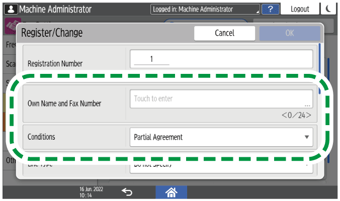 Operation panel screen illustration